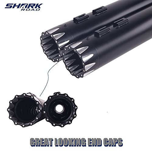 Image of SHARKROAD Black 4.5'' Slip Ons Mufflers for 17-up Harley Touring | Exhaust Upgrading, HDMF-451726BB