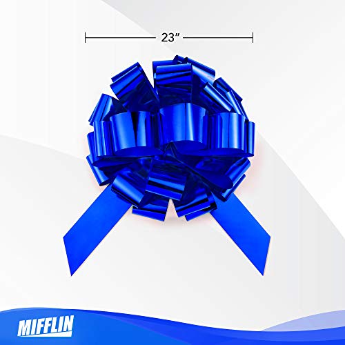MIFFLIN Big Car Bow (Blue, 23 inch, 1 Pack), Gift Bow, Giant Bow for Car, Birthday Bow, Huge Car Bow, Car Bows, Big Blue Bow, Bow for Gifts, Christmas Bow for Cars, Gift Wrapping, Big Gift Bow - Thumbnail 3