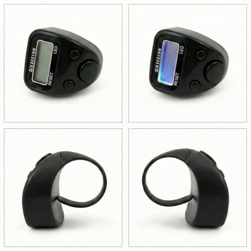Image of Digital Finger Ring Counter, LCD Display with LED, Reset Function, Tally Counter (Pack of 1-Multicolour) (Black)