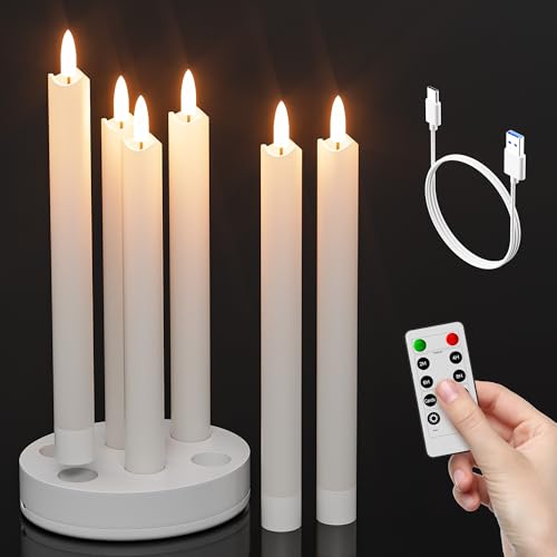 Velas cónicas recargables de cera real con temporizador para candelabros