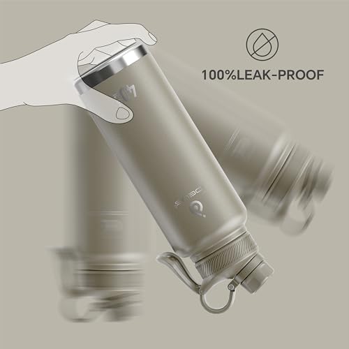 Image of IDEUS Vacuum Insulated Water Bottle, Stainless Steel Double Wall Flask Metal Sports Canteen with Leak-Proof Screw Cap (Celadon, 40oz (1140ml))