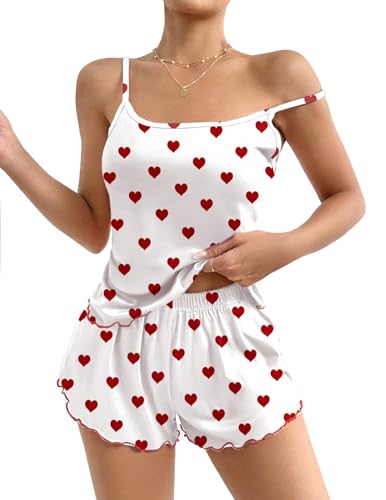 Image of Ekouaer Womens Cami Pajama Set Cute Printed Camisole Shorts Sleepwear | Tank Top and Shorts Lounge Set Soft Pjs for Daily Wear, Home, Party or Date Nights