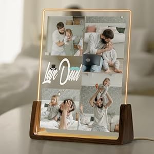 Personalized Father’s Day Gifts,Custom Acrylic Plaque with Picture,Personalized Photo Night Light,Unique Birthday Gifts for Dad,Best Dad Ever Gifts from Daughter Wife Son