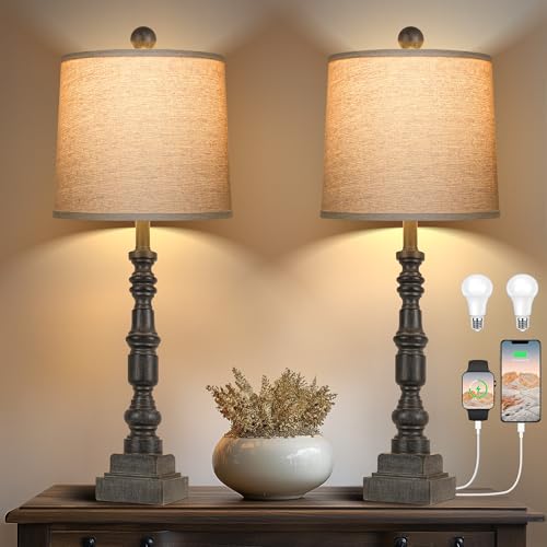 PARTPHONER 28" Table Lamp for Living Room Set of 2,