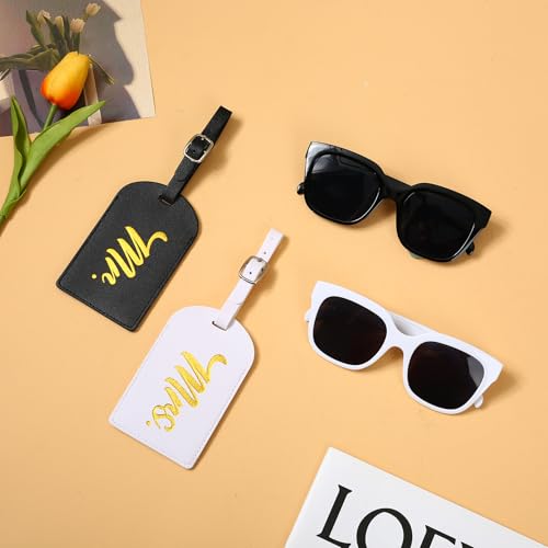 4pcs Bride and Groom Sunglasses Set - Bridal Shower Wedding Gifts, Bride and Groom Gifts, Wedding Honeymoon Sunglasses, Mr and Mrs Luggage Tags, Honeymoon Travel Bachelorette Gift4