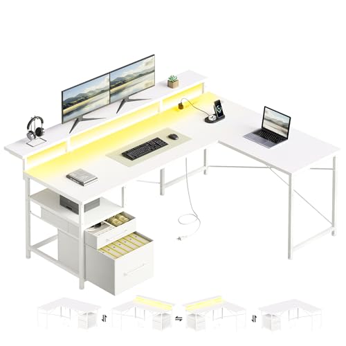 Amazon | Maihail l字デスク LEDライト付き ゲーミングデスク パソコン