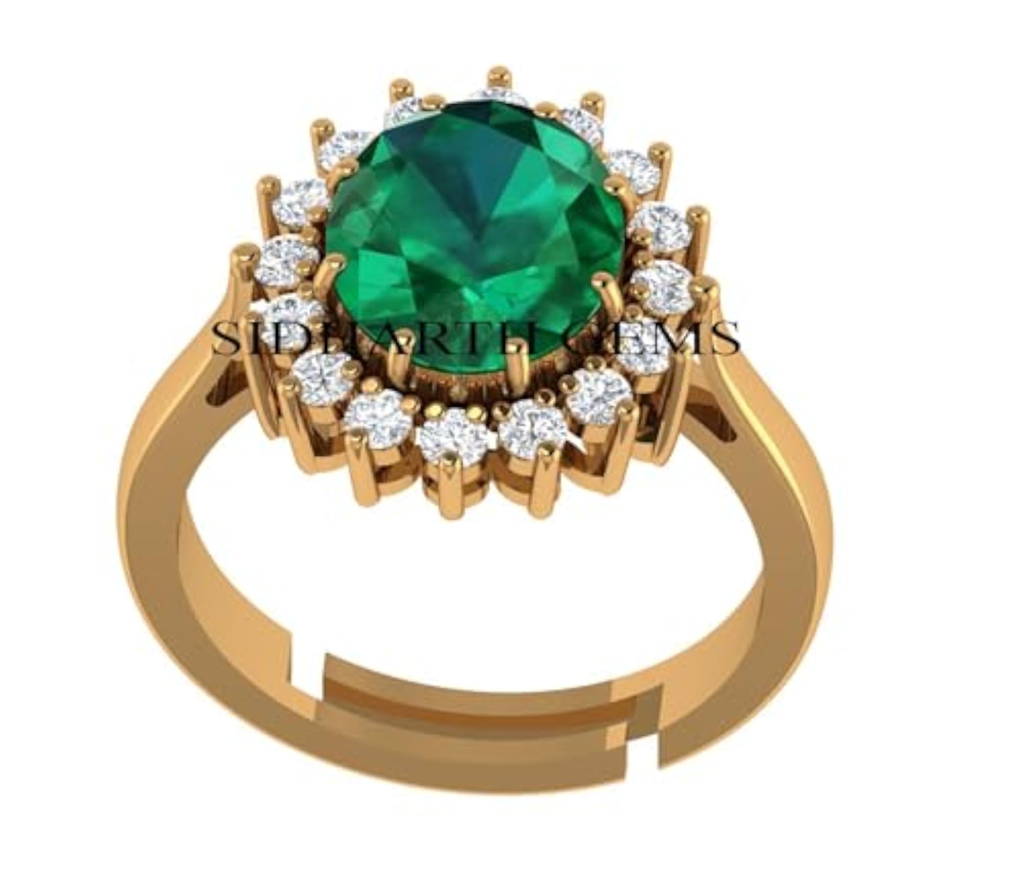 16.00 Ratti Natural Emerald Gold Ring, Adjustable for Astrological Purpose