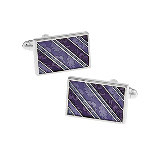 Mancuernillas Daesar para hombre patrón de flor morado miniatura 1