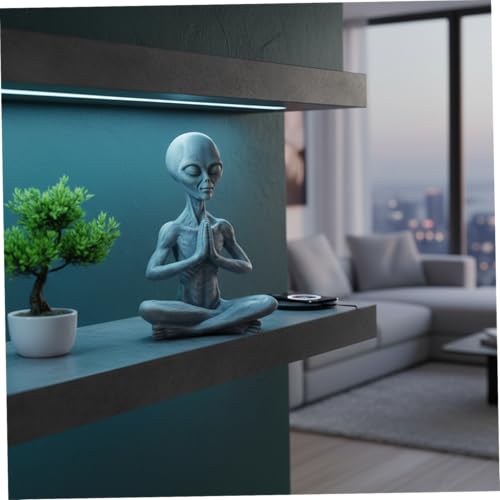 Statue Extraterrestre décorative en résine grise pour étagère unique - 3