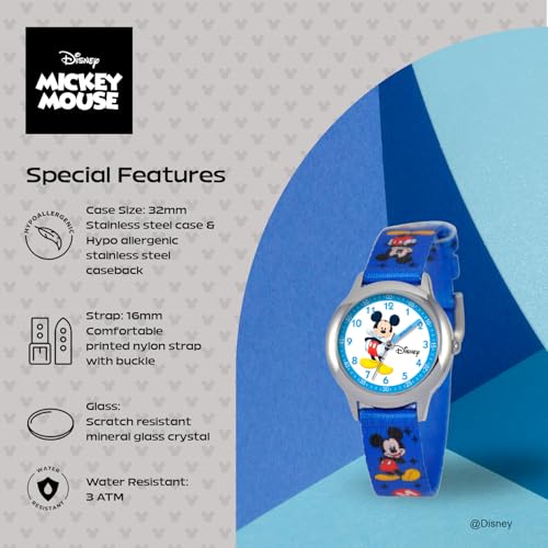 Disney Mickey Mouse Kids' Stainless Steel Time Teacher Analog Quartz Watch4
