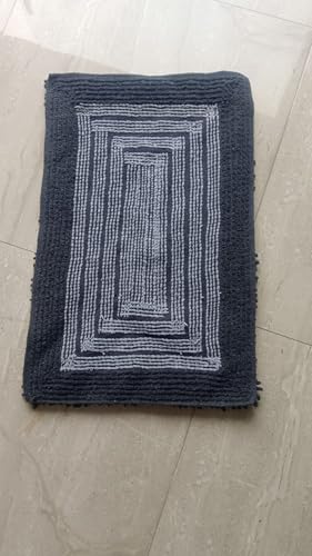 Image of My Home Cotton Door Bath Mat Super Soft Non Slip Mats for Bathroom, Door,Large, Pack of 2 (Grey chennile)