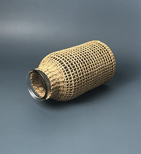 PreZervers Glass Flower vase with Rattan Boho Glass Vase with Rattan Straw Decor Glass Vase Flower Vase - Image 4