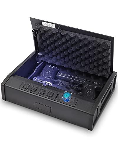 SafeDelux Gun Safe - Biometric Fingerprint Handgun Safe Box for Home Pistol Cases with Upgraded Fingerprint/Keypad/Key Quick Access Gun Lock Box SafeDelux Gun Safe - Biometric Fingerprint Handgun Safe Box for Home Pistol Cases with Upgraded Fingerprint/Keypad/Key Quick Access Gun Lock Box