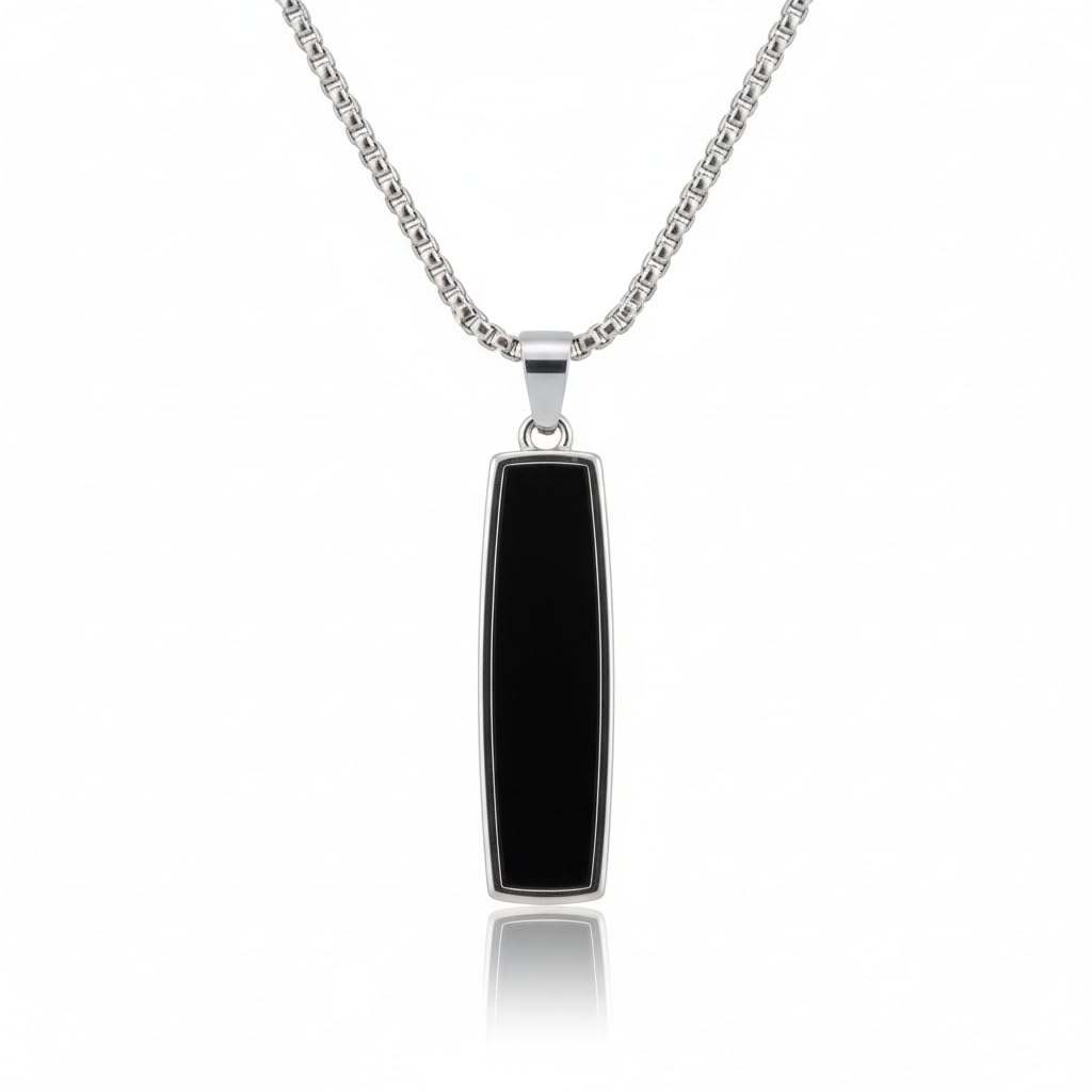 bittrend jewels Stainless Steel Black Stone Pendant with Chain for Men & Women - Anti Tarnish Necklace-picture-38