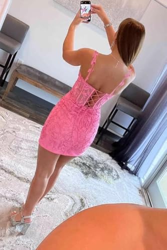 Short Lace Homecoming Dresses Tight Short Prom Dress for Teens Spaghetti Straps Mini Cocktail Gowns2
