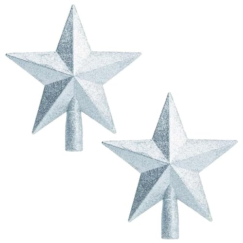 2 Pack Glittered Mini Star Christmas Tree Topper Star Treetop for Small Christmas Tree Ornaments