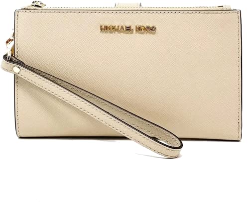 Michael Michael Kors Jet Set Double Zip Leather Wristlet, Gold/Bisque