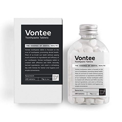 Vontee Premium Toothpaste Tablets, Reduce Morning Breath, Fresh Spearmint Flavor, Eco Friendly Toothpaste Tabs, Easy Bite Toothpaste, Travel-Friendly Toothpaste Bits, Toothpaste Bites & 100 Tablets