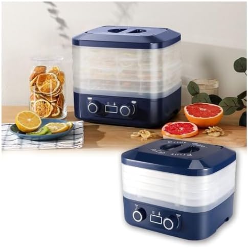 Home Food Dehydrator, Fruit & Vegetable Dryer with Temperature Control, Quiet Operation, Adjustable Timer for Jerky (Beef, Turkey, Chicken, Fish) - Blue