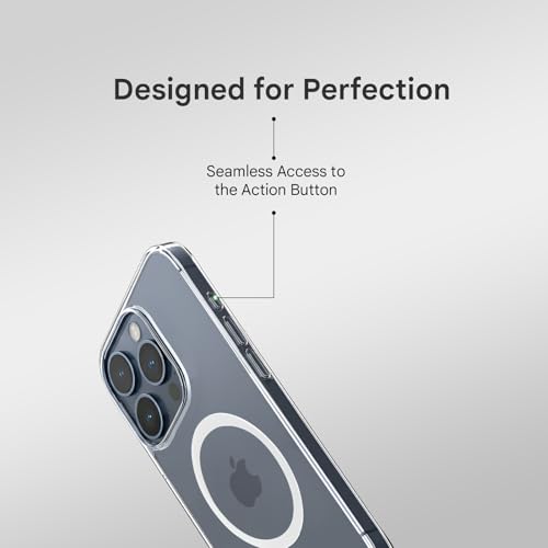 Image of Prolet Anti- Yellow Crystal Clear Hard Case Cover Compatible with iPhone 15 Pro Max with Magnetic Mag-Safe Wireless Charging Support, Shockproof Hard Back Cover (Transparent)