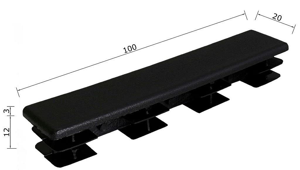 TIBU Zatyczki lamelowe prostokątne zaślepki do rur, zaślepki do rur, osłona, prostokątne, 50 sztuk, rury prostokątne, 100 x 20 x 2 mm