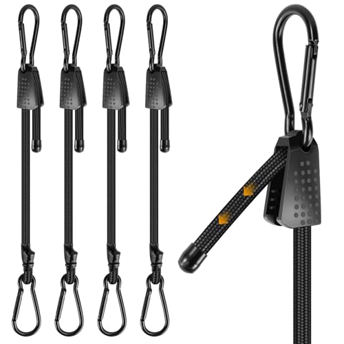 Muyohix Pulpos Elasticos con Gancho, 4 Piezas 100 cm Ajustables Tensor de Goma con Mosquetón, Cuerda Elástica con Gancio Tensores de Lonas para Lonas,Equipajes, Toldo, Tiendas de Campaña