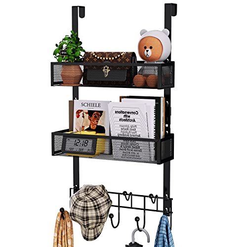 HapiRm Over The Door Organizer with 9 Coat Hooks and 2 Baskets