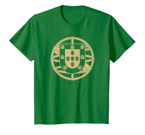 Portugal Coat ARMS Portuguese Flag Symbol Emblem T-Shirt, Youth, Kelly Green, X-Small