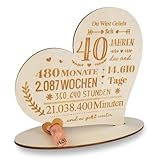 ARTREE Geldgeschenk 40. Geburtstag, Rubinhochzeit Geldgeschenk Holz Herz mit Zeitangaben – Tischdeko & Geldgeschenk in einem, Jubiläum Geschenk