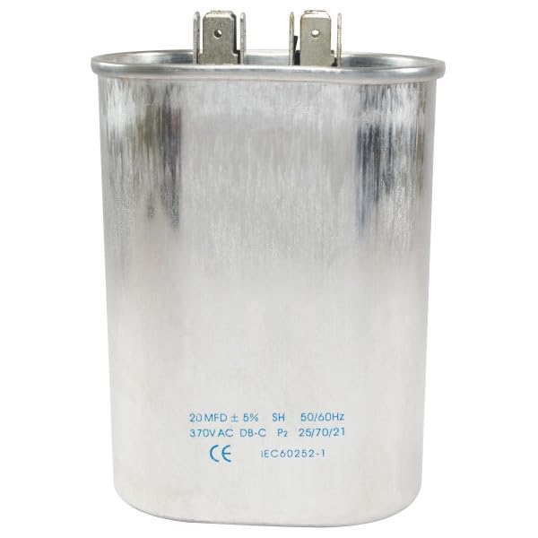 AP APPLI PARTS Run Capacitor for ac 20 Mfd uF (microfarads) 370VAC CBB65 Oval Universal fit for hvac and other applications in 2-3/4 in Wide 1-3/4 in Depth 4-1/4 in Height CON-20-370