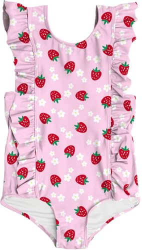 Image of RAISEVERN Baby Girls Swimsuit Ruffles Bathing Suits Cute Beach Sport Swimming Backless Summer One Piece Swimwear 2-7 Years