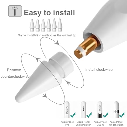 Image of Nib Tips for Apple Pencil Tips, Apple Pencil Pro Tips Set, Professional Sturdy Apple Pen Tips Replacement with Blue Case Accessories Compatible with iPad Pencil 2 /1 USB C Tips(6 PCS)