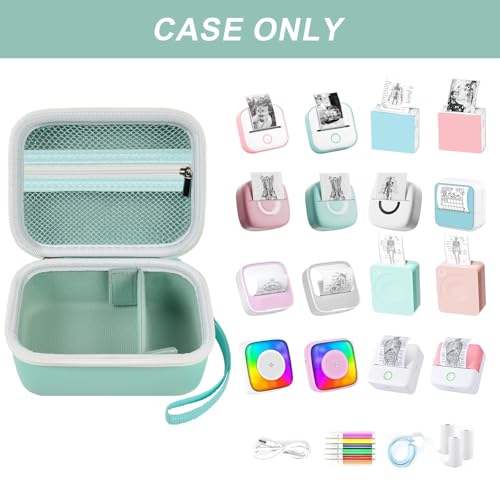 Image of ANKHOH Label Maker Case for Memoking T02 / for Phomemo M02 / M02S / M02 Pro / Q30S / for Nelko PM230 / for Anycash /for Ponek Mini Pocket Printer, Portable Sticker Paper Storage Holder - Box Only (Green)