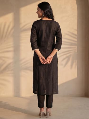 Image of INDO ERA Women's White Viscose Rayon Straight Embroidered Kurta