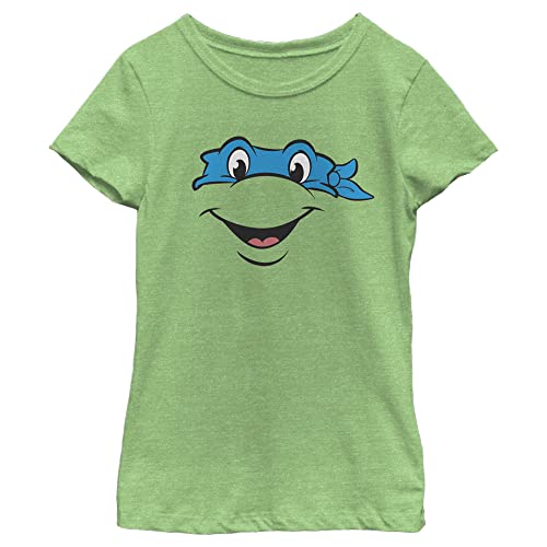 Nickelodeon Little Teenage Mutant Ninja Turtles Leo Big Face Girls Short Sleeve Tee Shirt