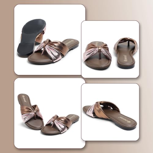 Image of Women's Cross Strap Slide Sandals | Soft Cushioned Flat Slip-On Slippers | Lightweight Anti-Skid Casual Comfort Sandals for Everyday Wear