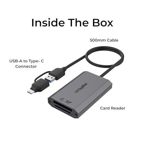Image of DIGITEK (DCR-102 CFB) 2 in 2 CF Express Typ B & SDXC, USB 3.2 & 3.0 Card Reader, Support SD /SDHC /SDXC /UHS-I /UHS II Cards, Support Mac OS, iPad OS, Window, Android, Linux & Harmony,