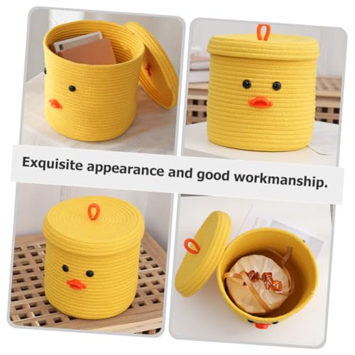 Panier de rangement en corde de coton jaune pour accessoires divers et décoration - 3