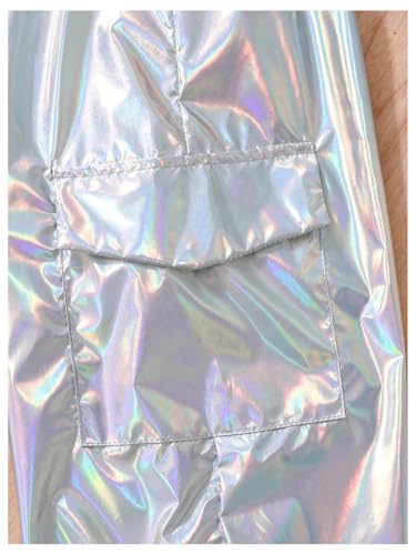 Verdusa Girl's Metallic Joggers Streetwear Sport Workout Cargo Pants with Pockets4