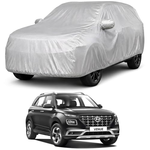 Image of Autofact Car Body Cover Compatible with Venue 2019-2025 | Custom Fit Car Cover | 100% Water-Resistant| Triple-Stitched Lightweight Fabric | Dustproof | Indoor & Outdoor Use | Elastic Bottom