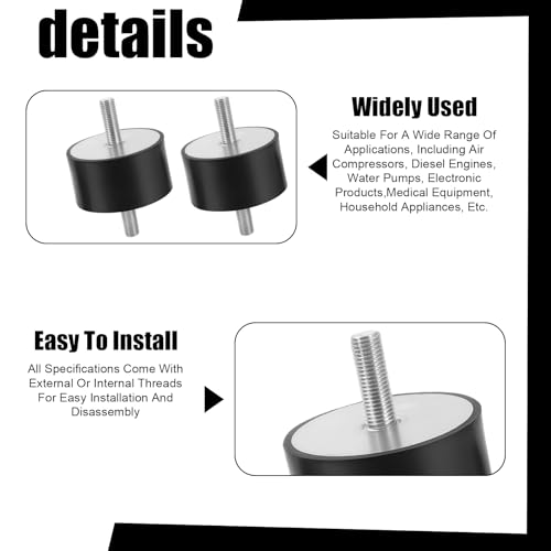 4 Gummipuffer M8,Gummi Isolator Halterungen,Stoßdämpfer Anti Vibration,Schwingungsdämpfer,Gummi Anti Vibration Silentblock,Gummipuffer Stoßdämpfer Gummilager mit Schrauben für Wasserpumpen,30*30,M8*23