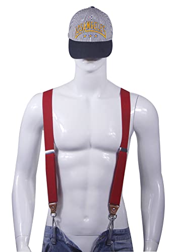 Image of Mens Suspenders with 3 Swivel Hooks Belt Loops 1.4 Inch Wide Heavy Duty Adjustable Braces
