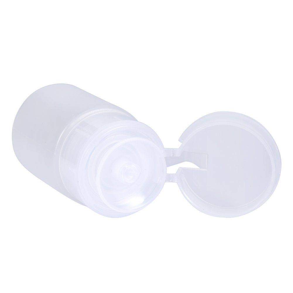 Butelka do dozownika paznokci, pompa czyszcząca Pusta plastikowa butelka do zmywacza do paznokci w płynie do paznokci - butelka przezroczysta 60 ml (biała)