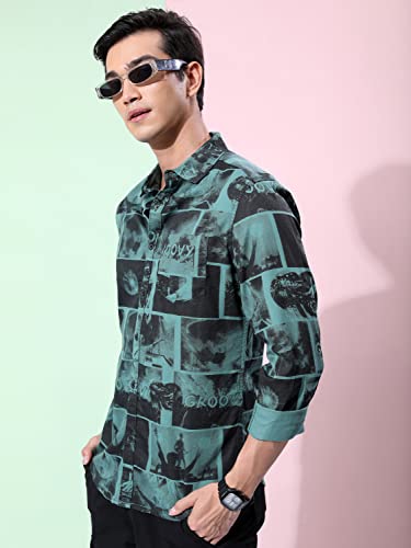 Image of Ketch Men Cotton Slim Fit Printed Full Sleeve Shirt