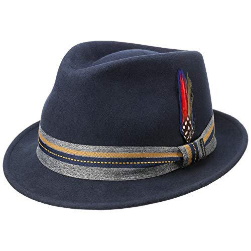 Preisvergleich Produktbild Stetson Westhope Trilby Wollhut Wollfilzhut Wolltrilby Filztrilby Filzhut Regenhut Herren - Herbst-Winter - S (54-55 cm) dunkelblau