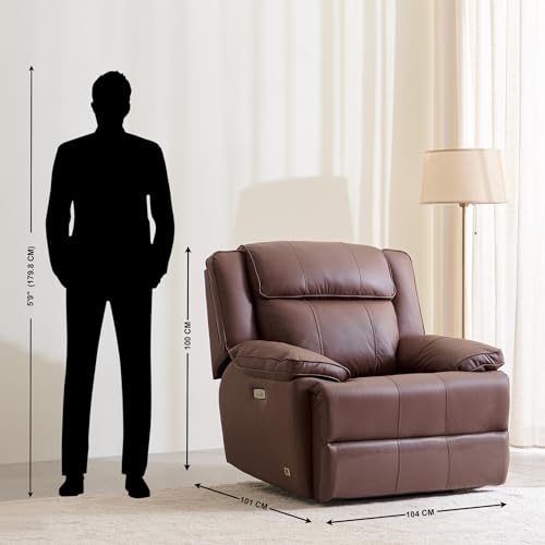 Image of Home Centre | Torino | Electric Recliner | Half Leather | Solid Wood | 1 Seater Recliners | Brown | 2 Years Warranty