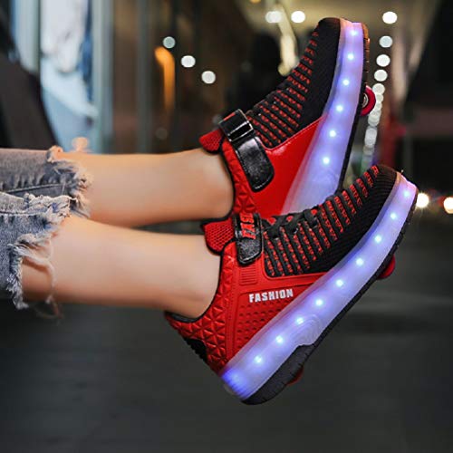 Ufatansy Roller Shoes Led Shoes With Wheels Usb Charging Flashing Sneakers Light Up Roller Skate Shoes For Kids Girls Boys Gifts Mesh Breathable Footwear Skates Beginners thumb #4