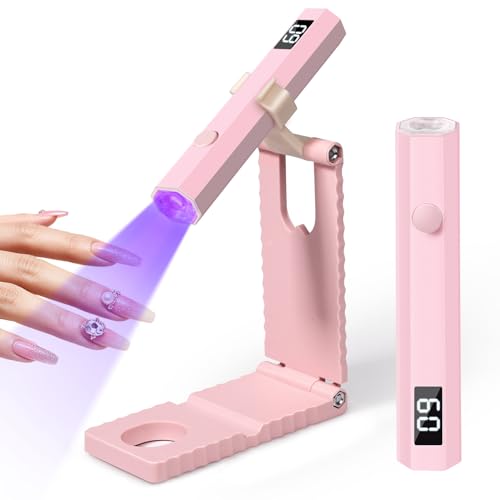 UV Nail Lamp with Foldable Stand—360° Rotation, Pink