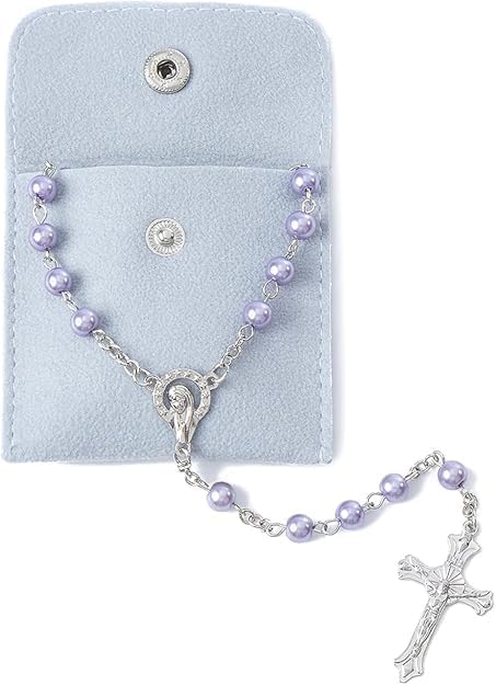 TELAIN Rosario católico para mujer, regalos de confirmación para niñas, color simple, bolsa de botón, rosario de cuentas artísticas, regalos para mujeres, X-Large