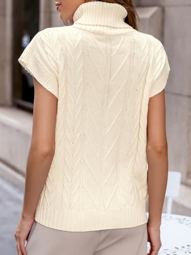 Image of CUPSHE Women's Turtleneck Sweater Cap Sleeve 2024 Trendy Knit Pullover Sweaters Tops